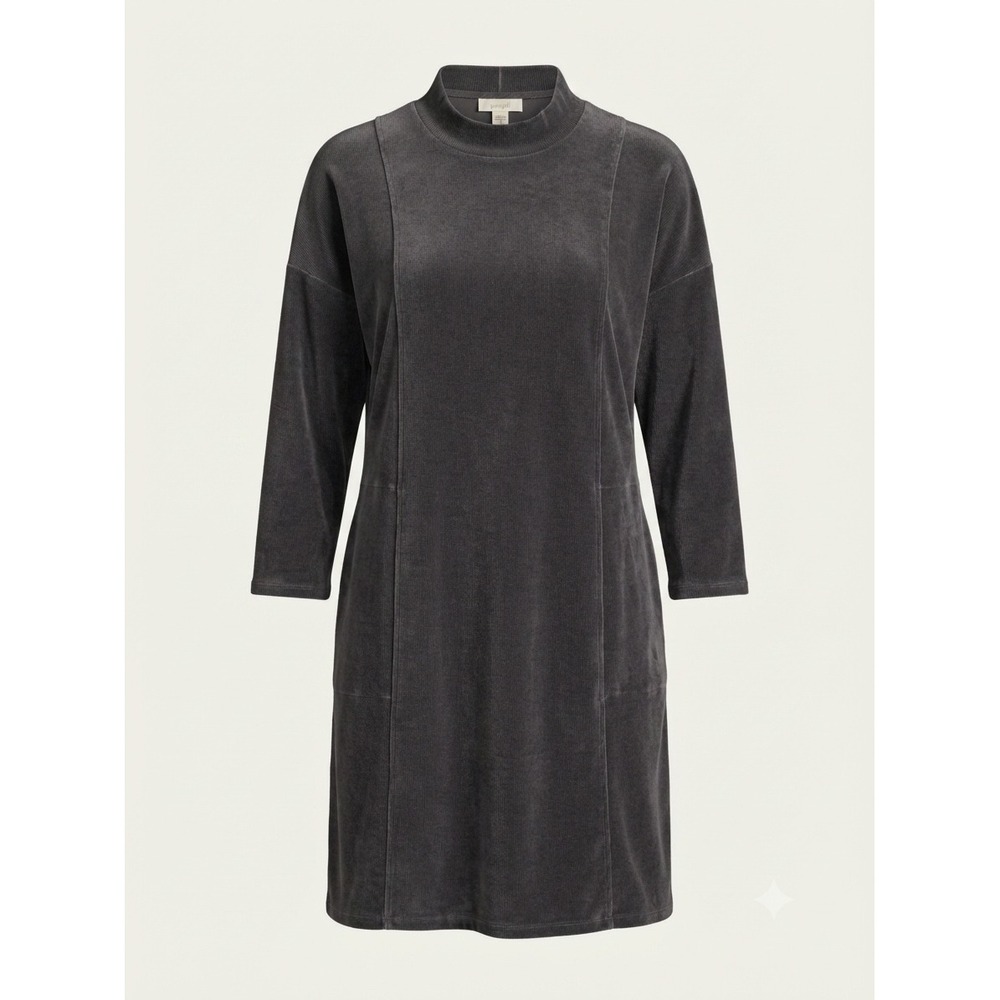 Pure Jill J. Jill Gray Corduroy Mock Neck Shift Dress Pockets Small - Picture 1 of 9